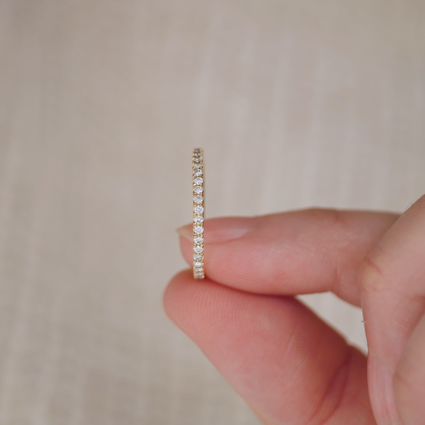 Delicate French Pavé Eternity Diamond Wedding Ring