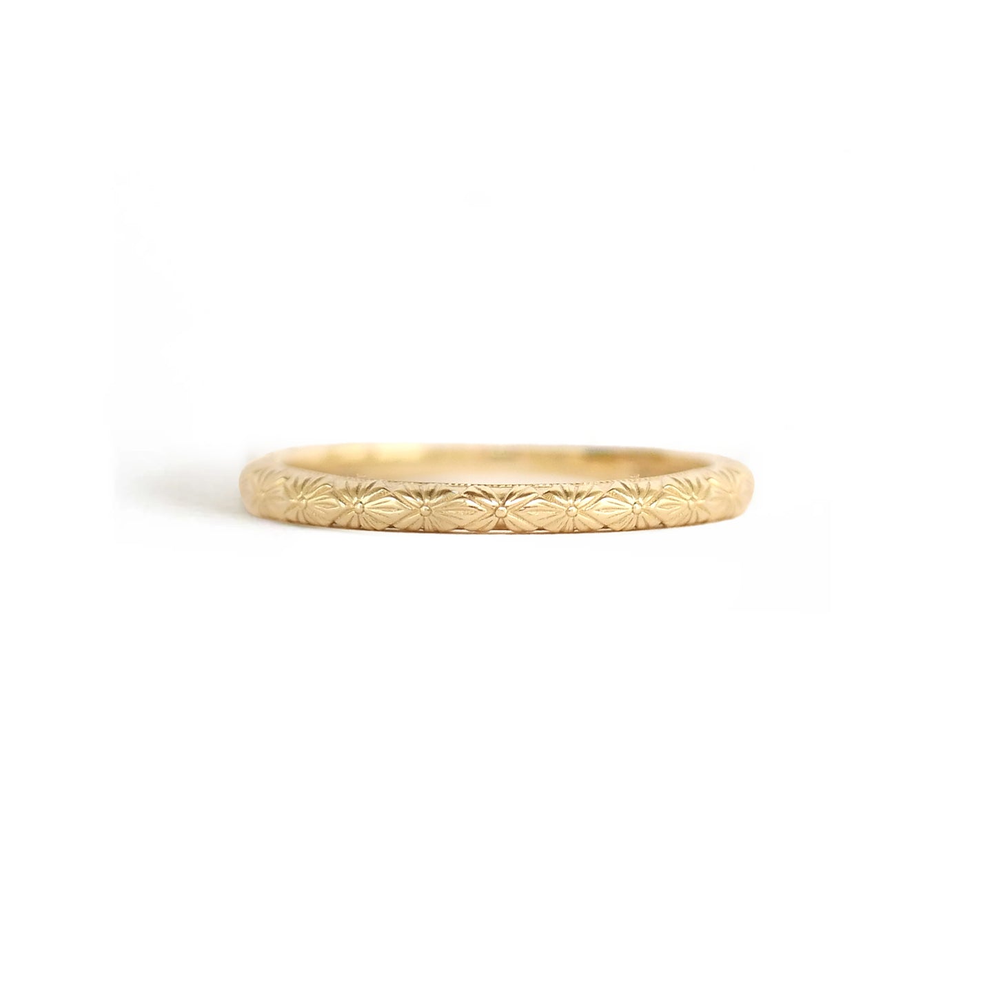 14k yellow gold flower engraved stacking ring