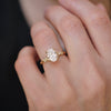 Oval shaped diamond engagment ring with nature inspired band.