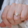 Nature inspired diamond ring with oval diamond center.