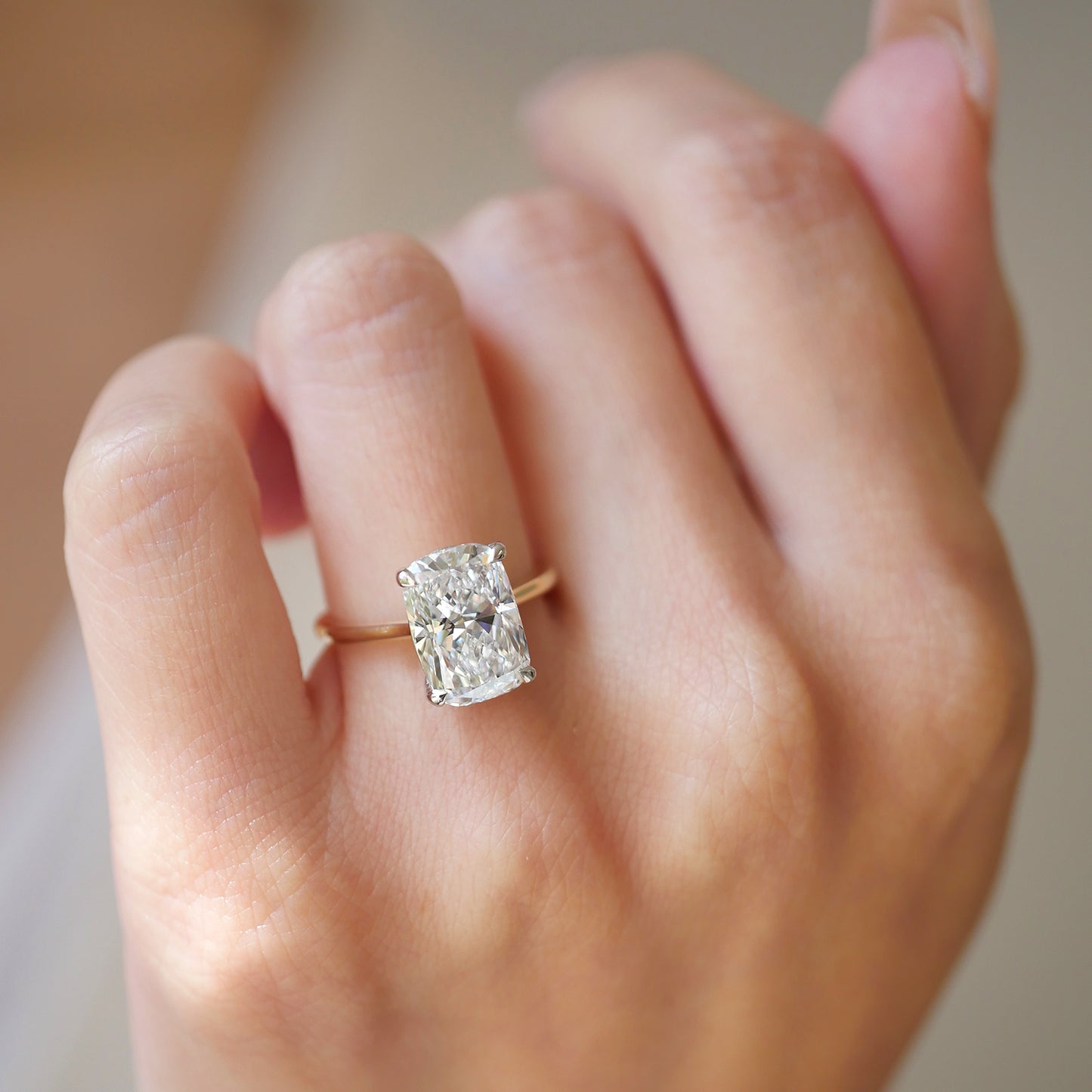 Custom Elongated Cushion Engraved Solitaire
