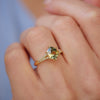 Custom Split Shank Hexagon Sapphire Diamond Ring