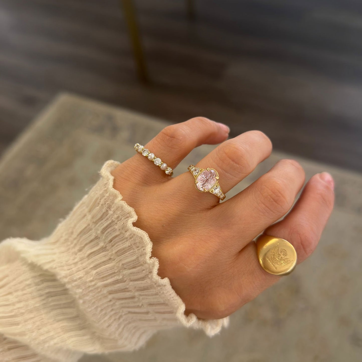 Oval Pink Starbrite Cut Sapphire Astra Ring