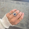 Ceylon Sapphire Deco Emerald Cut Diamond Mosaic Ring