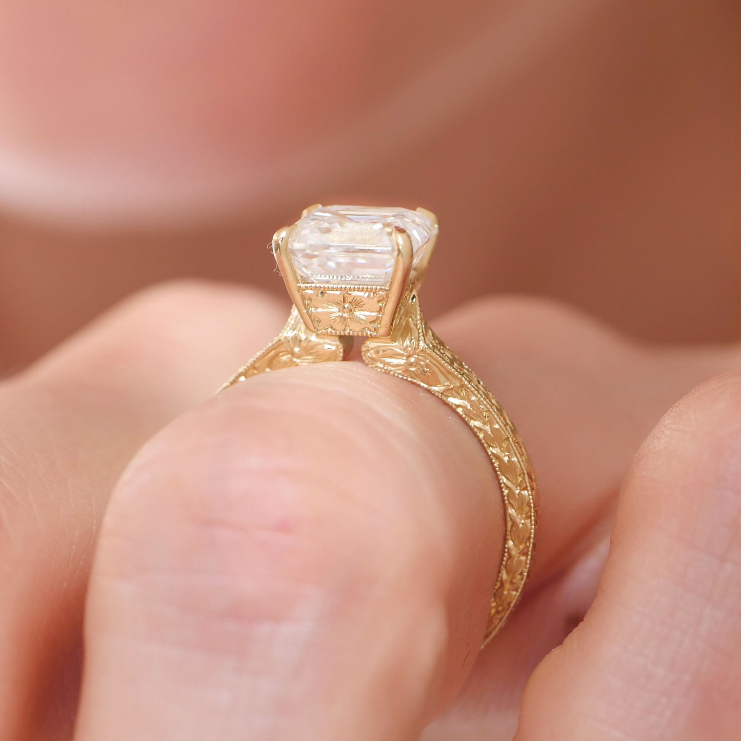 Moonflower Asscher Cut Diamond Ring