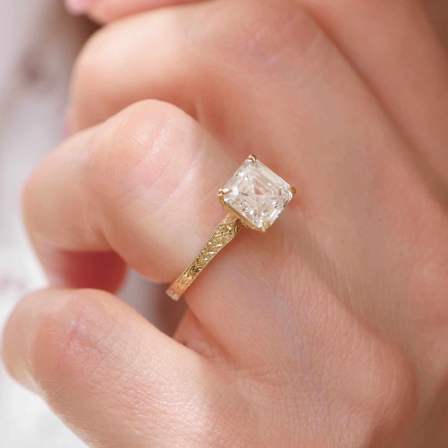Moonflower Asscher Cut Diamond Ring