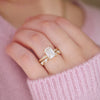 Plumeria Emerald Cut Diamond Ring