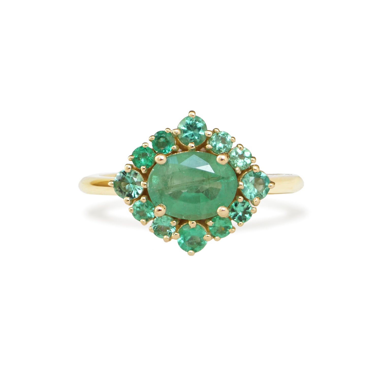 Custom Natural Emerald Cluster Ring