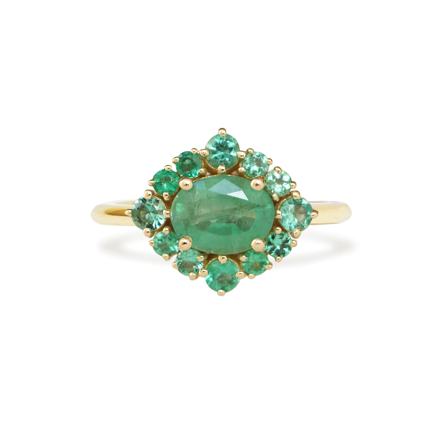Custom Natural Emerald Cluster Ring