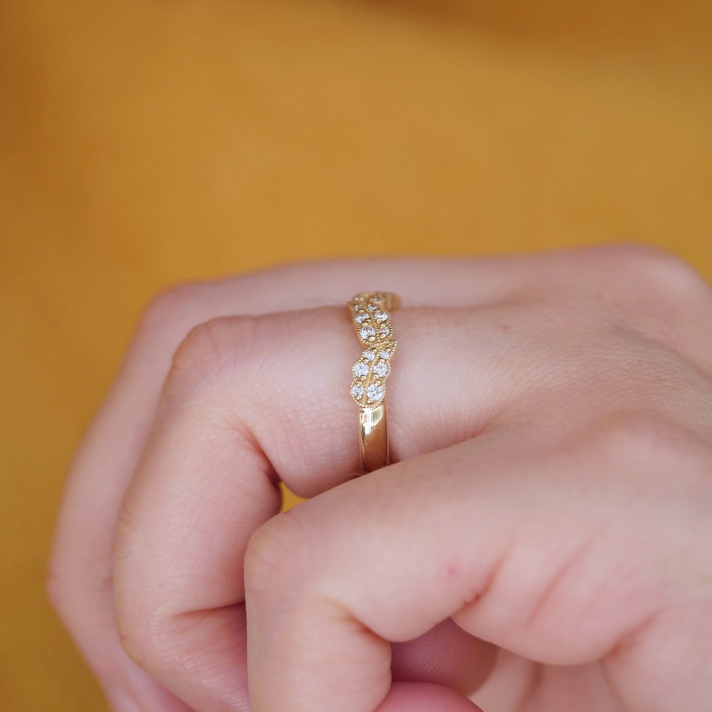 Oak Leaf Diamond Band