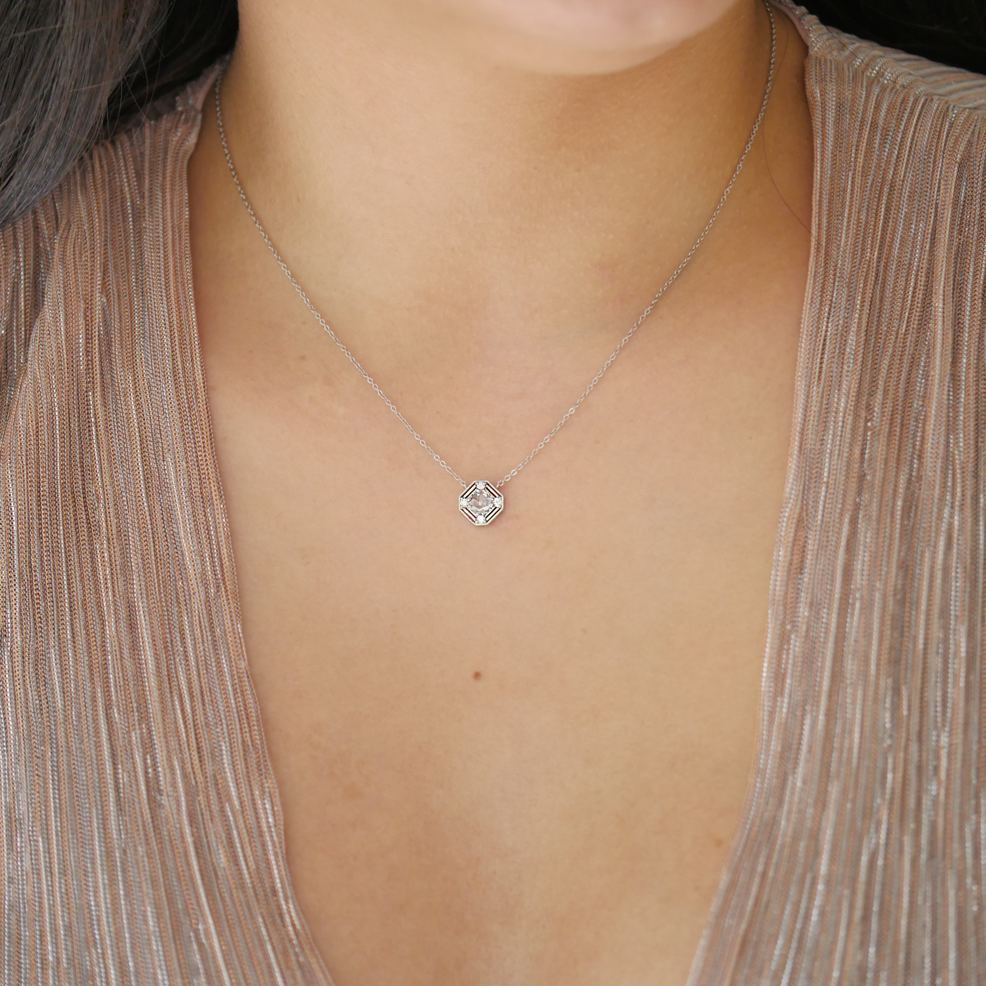 Octagon Frieze Diamond Pendant