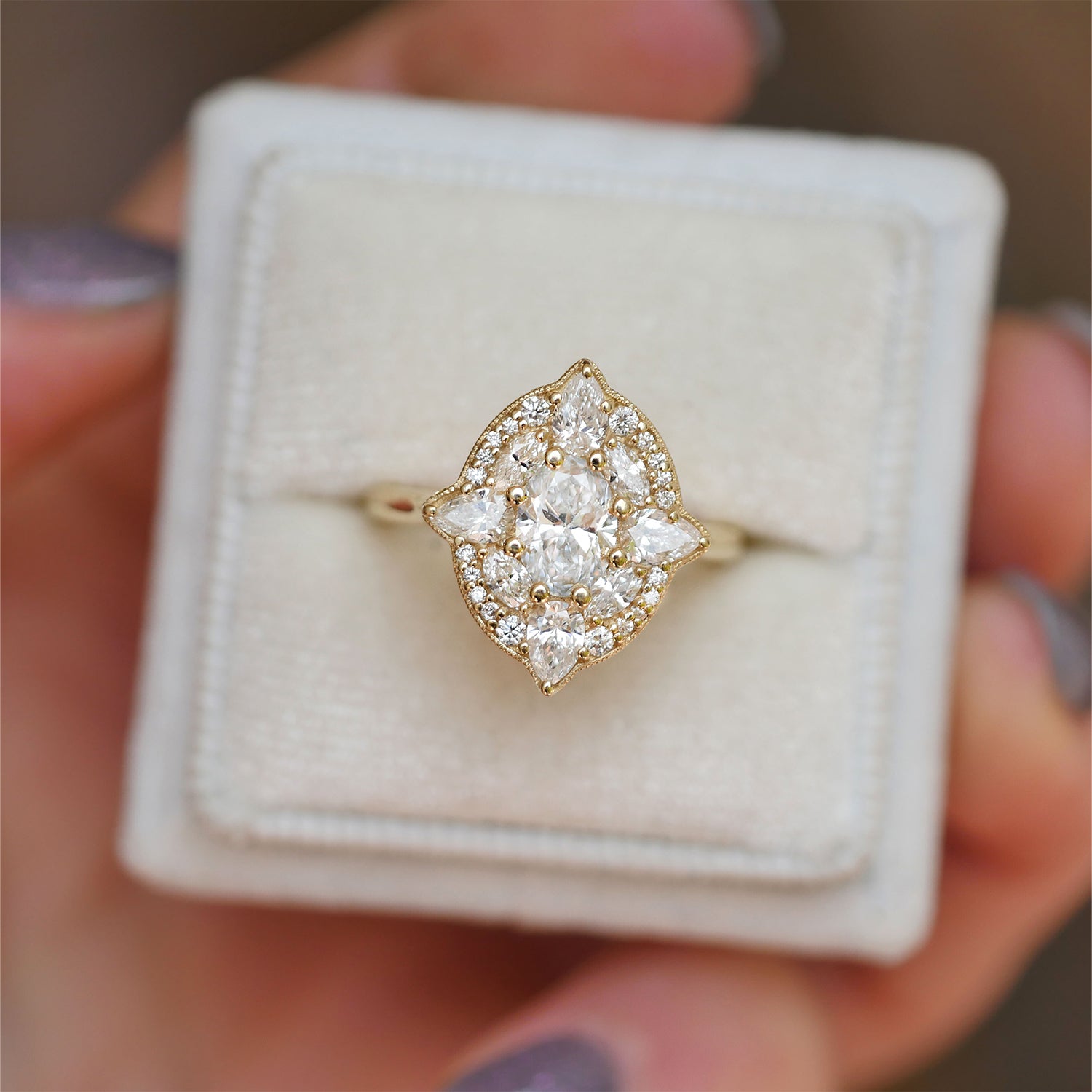 Oval & Pear Flora Diamond Mosaic Ring
