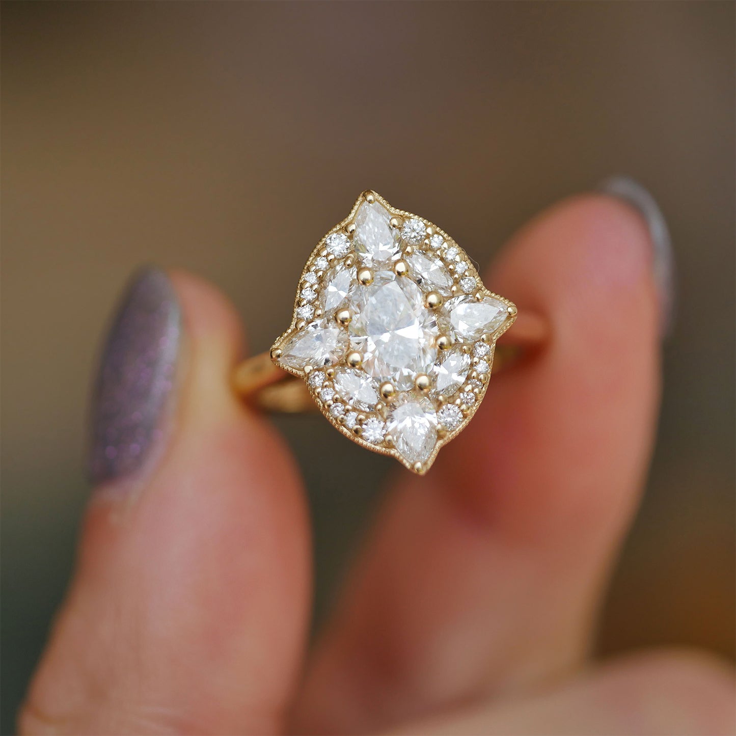Oval & Pear Flora Diamond Mosaic Ring
