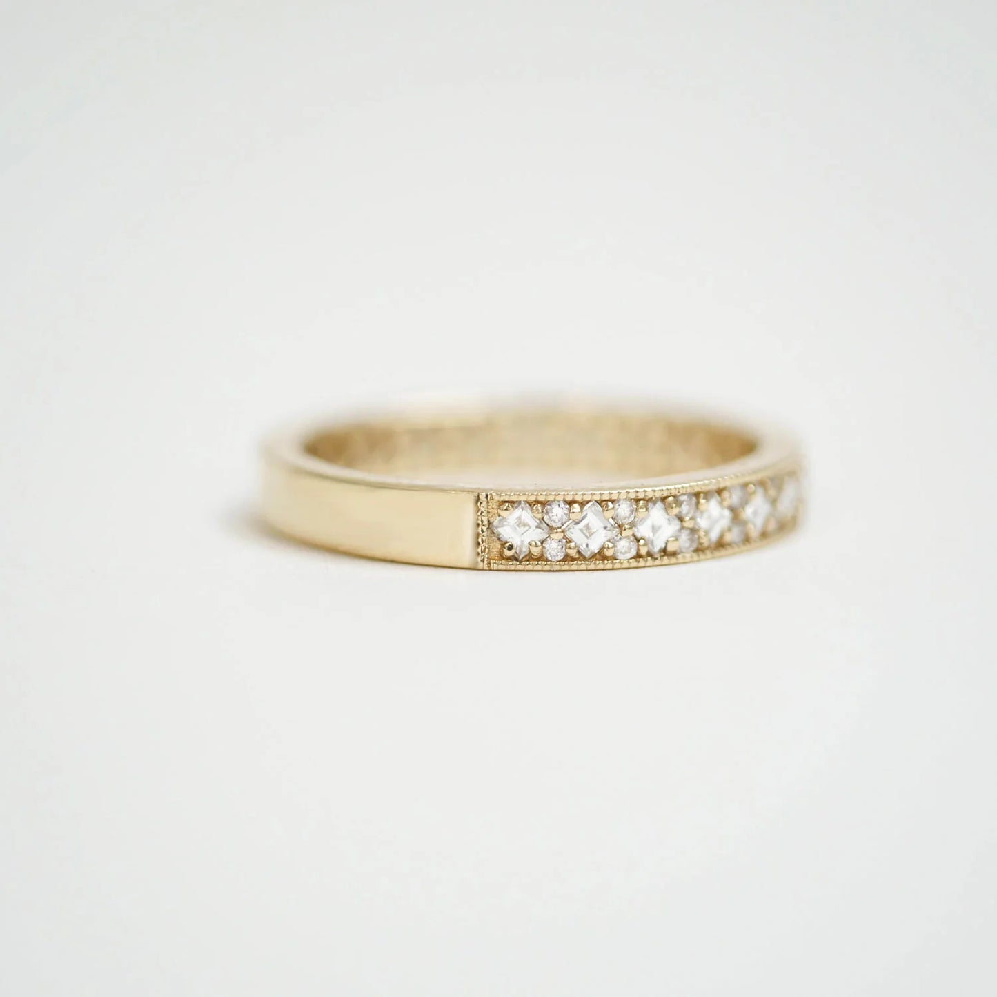 Carré & Round Milgrain Diamond Mosaic Ring