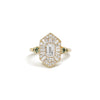 Elongated Hexagon Emerald and Sapphire Ballerina Ring