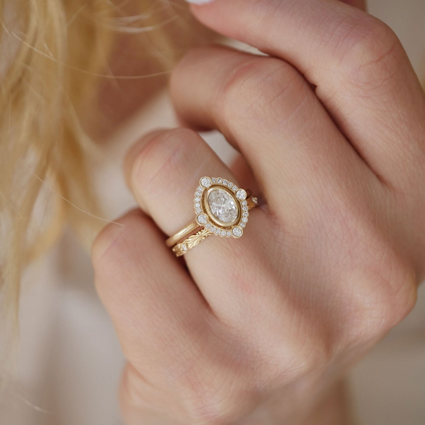 Engraved Elsa Diamond Wedding Ring