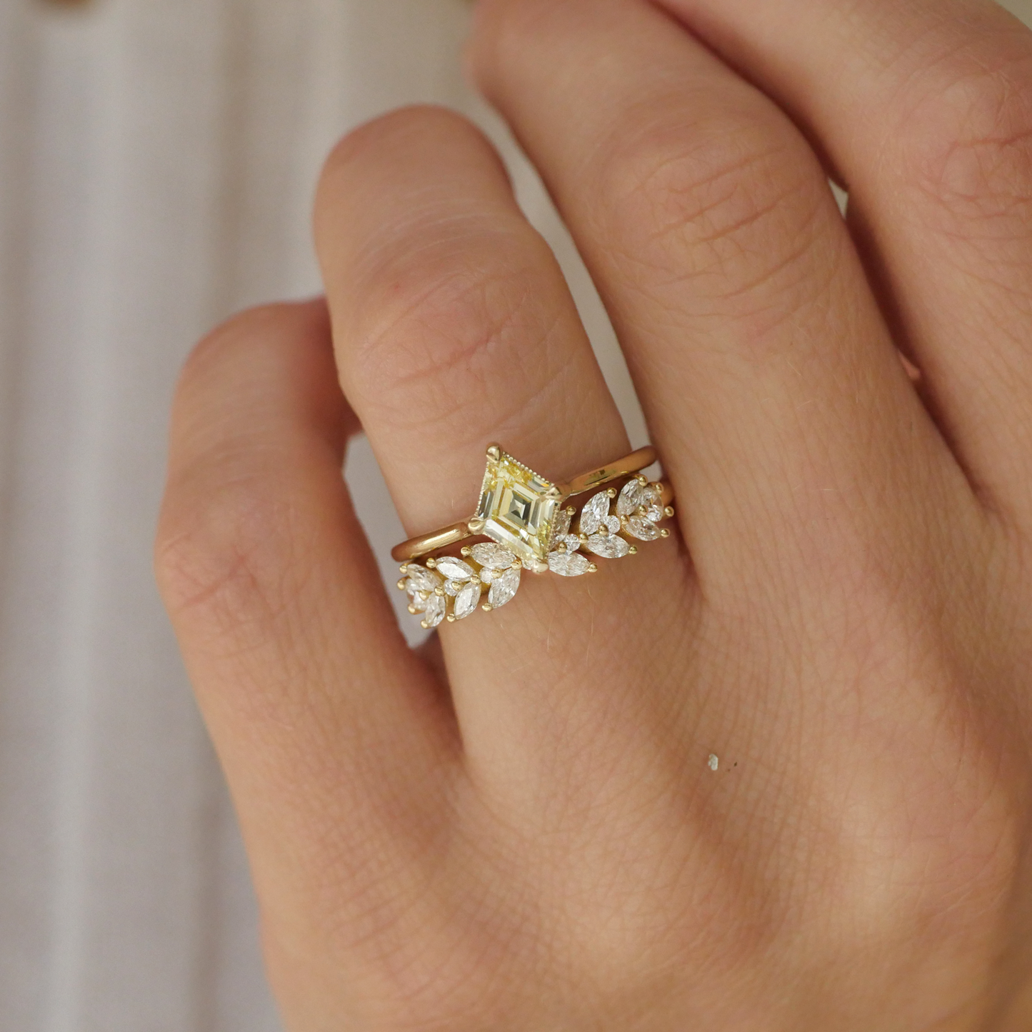 Yellow Diamond Lozenge Solitaire Ring