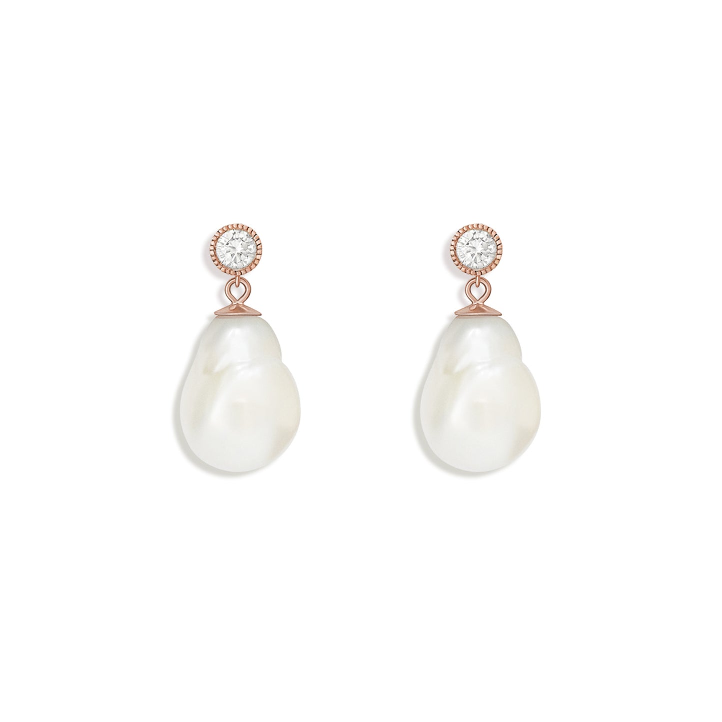 Baroque Pearl & Diamond Drop Earrings