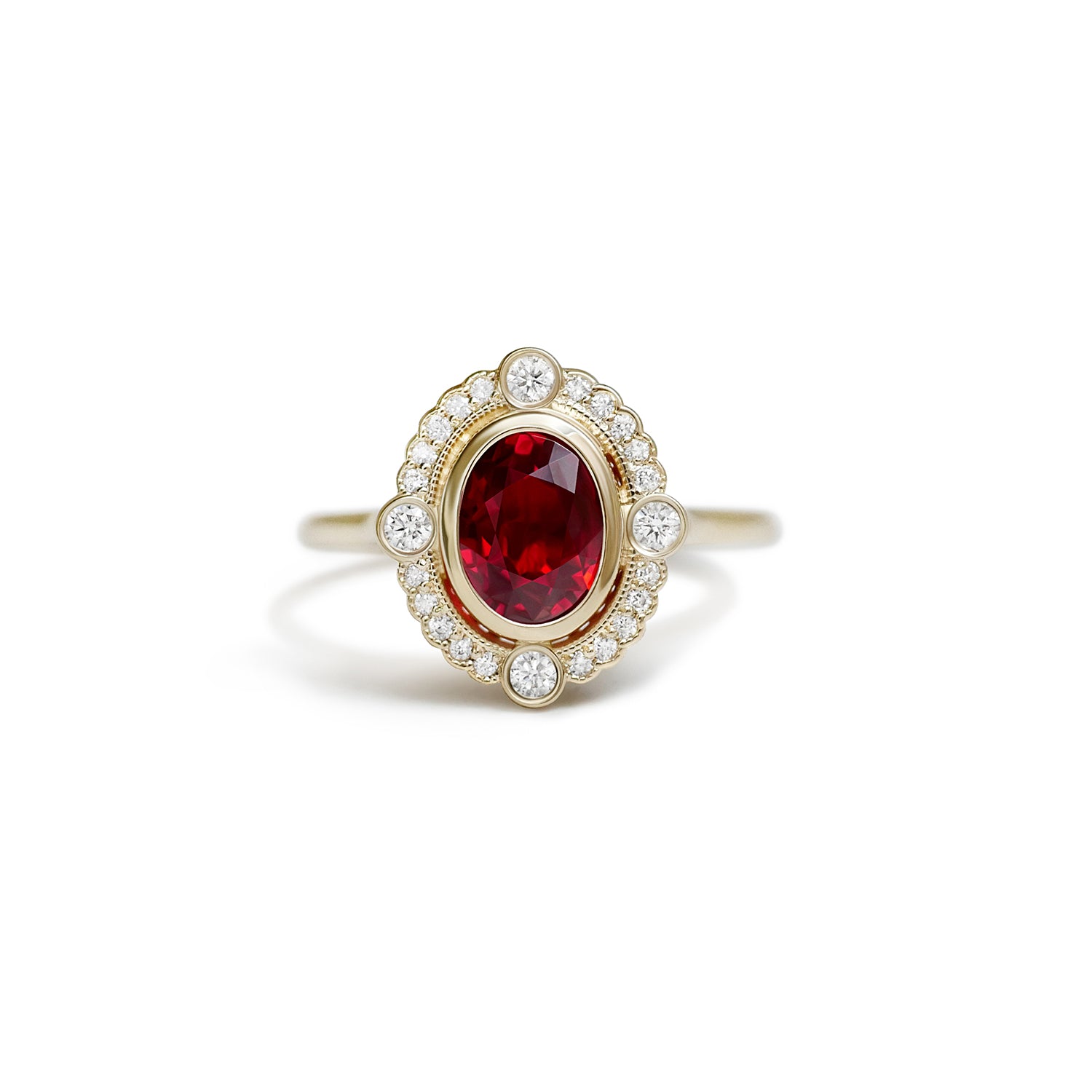 Custom Bella Ruby and Diamond Mosaic Ring