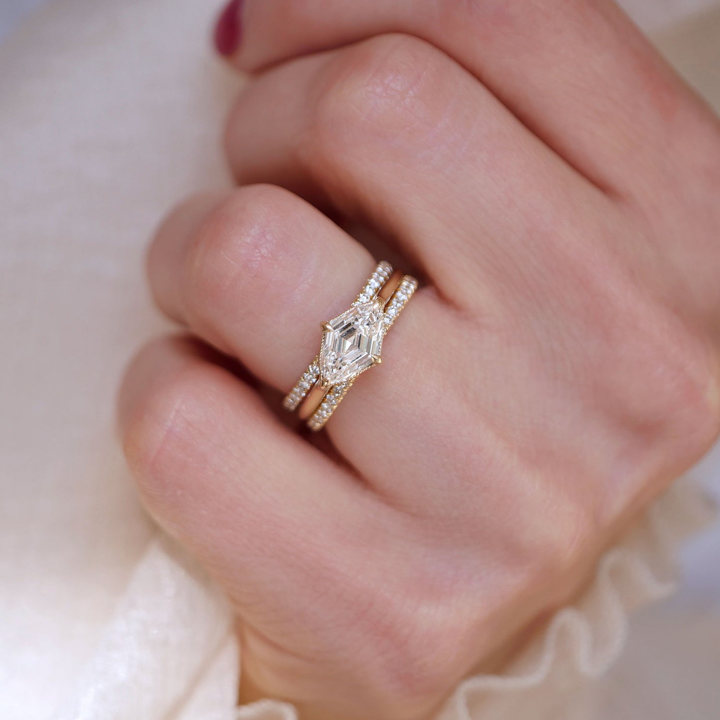 East West Lozenge Diamond Solitaire