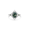 Custom Oval Moss Agate Art Deco Inspired Engagement Ring
