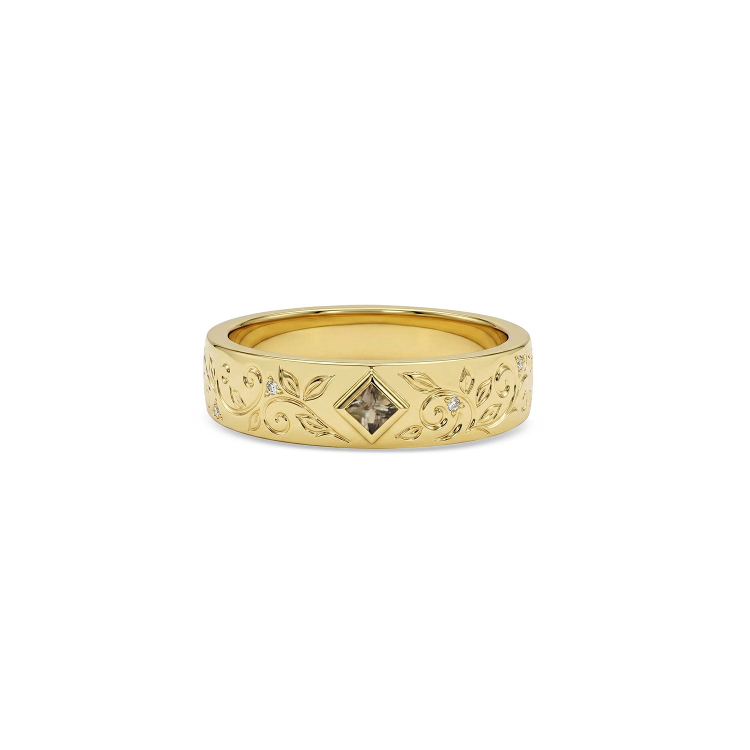 Custom Princess Cut Green Sapphire Engagement Ring