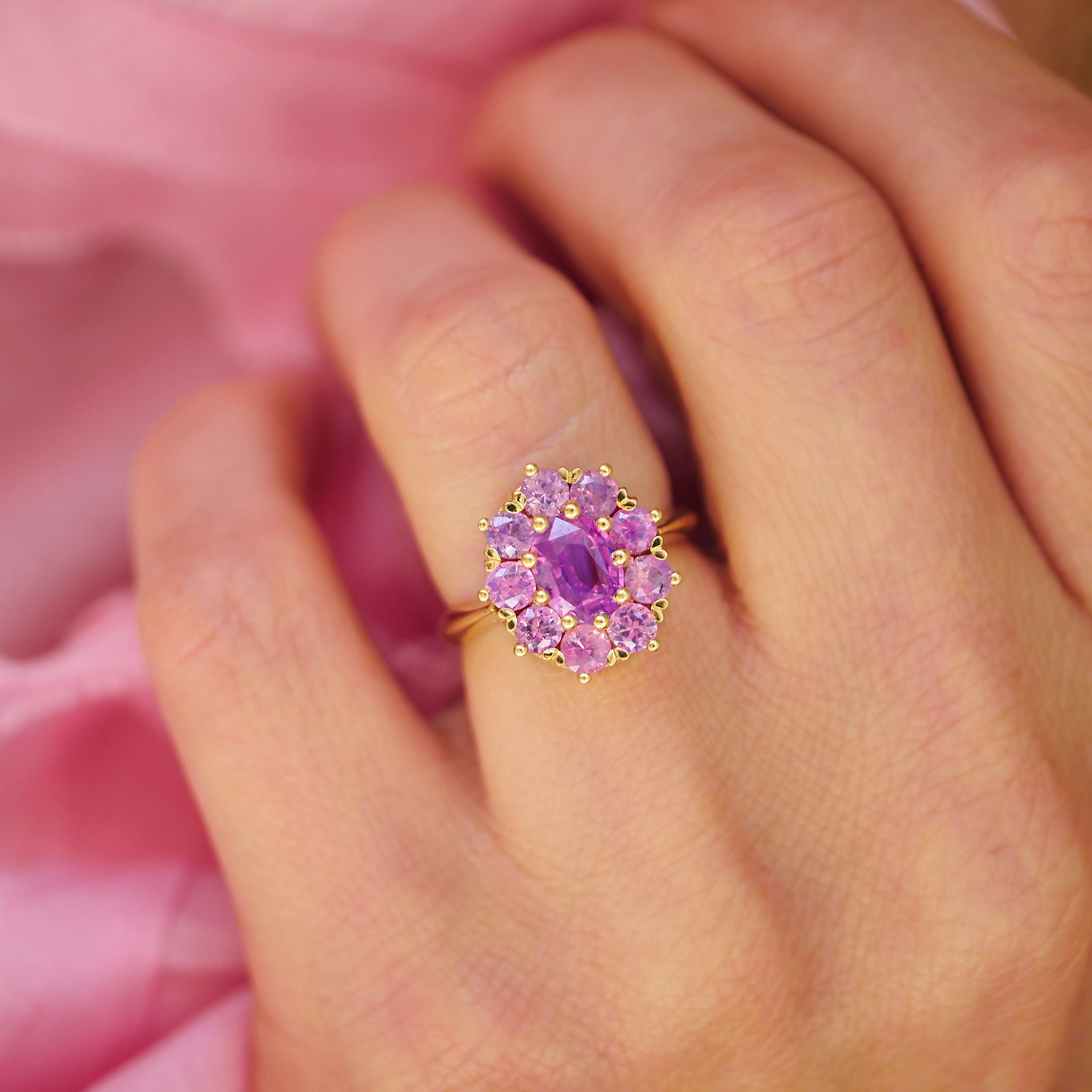 Opalescent Pink Cluster Ring
