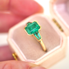 Emerald Bezel Trio Engagement Ring