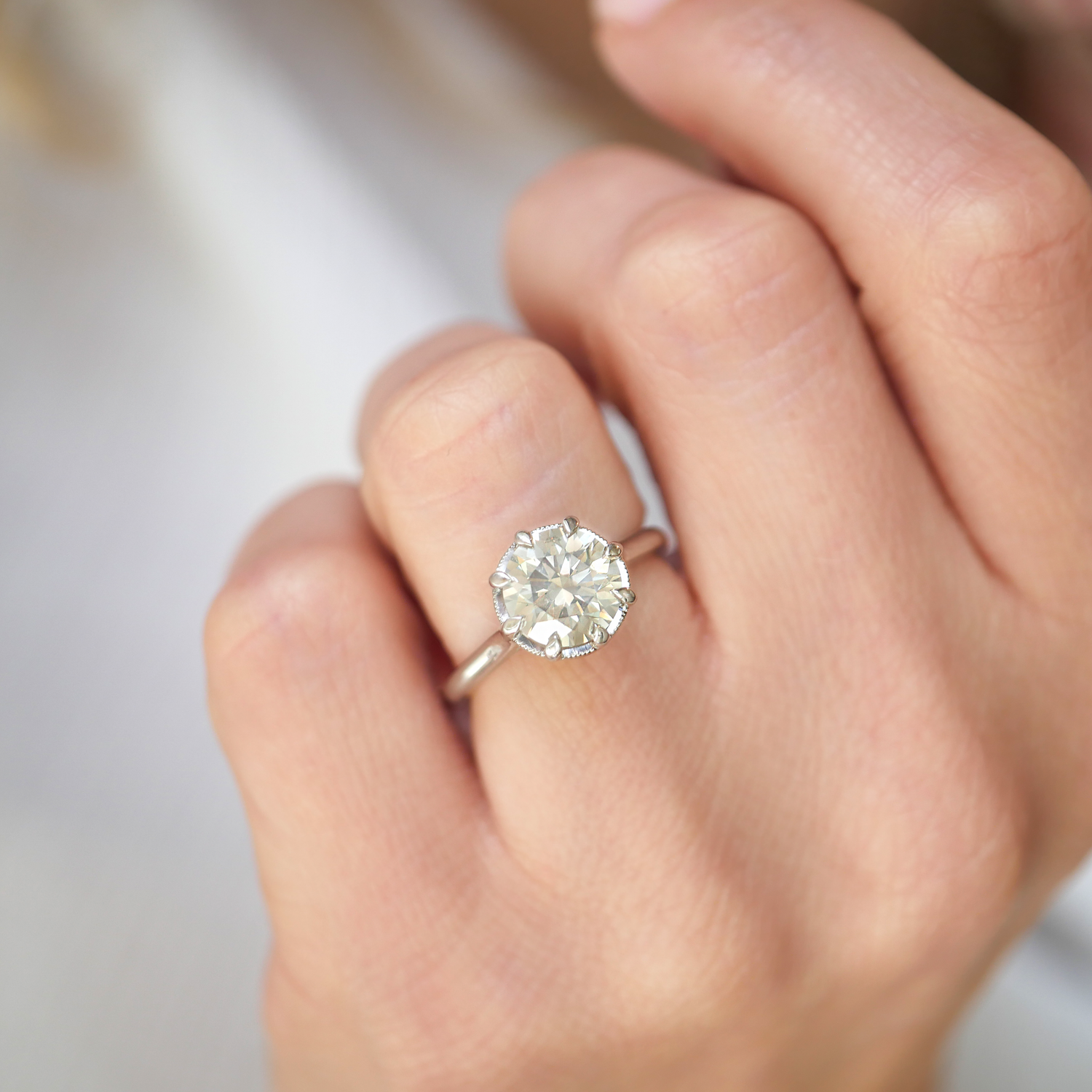 Opalescent White Diamond Solitaire