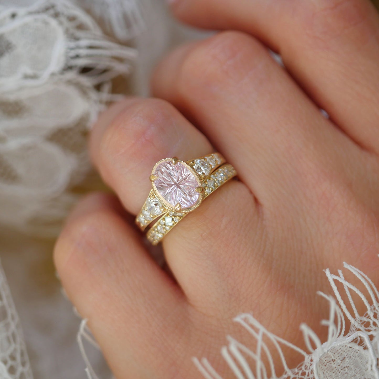 Oval Pink Starbrite Cut Sapphire Astra Ring