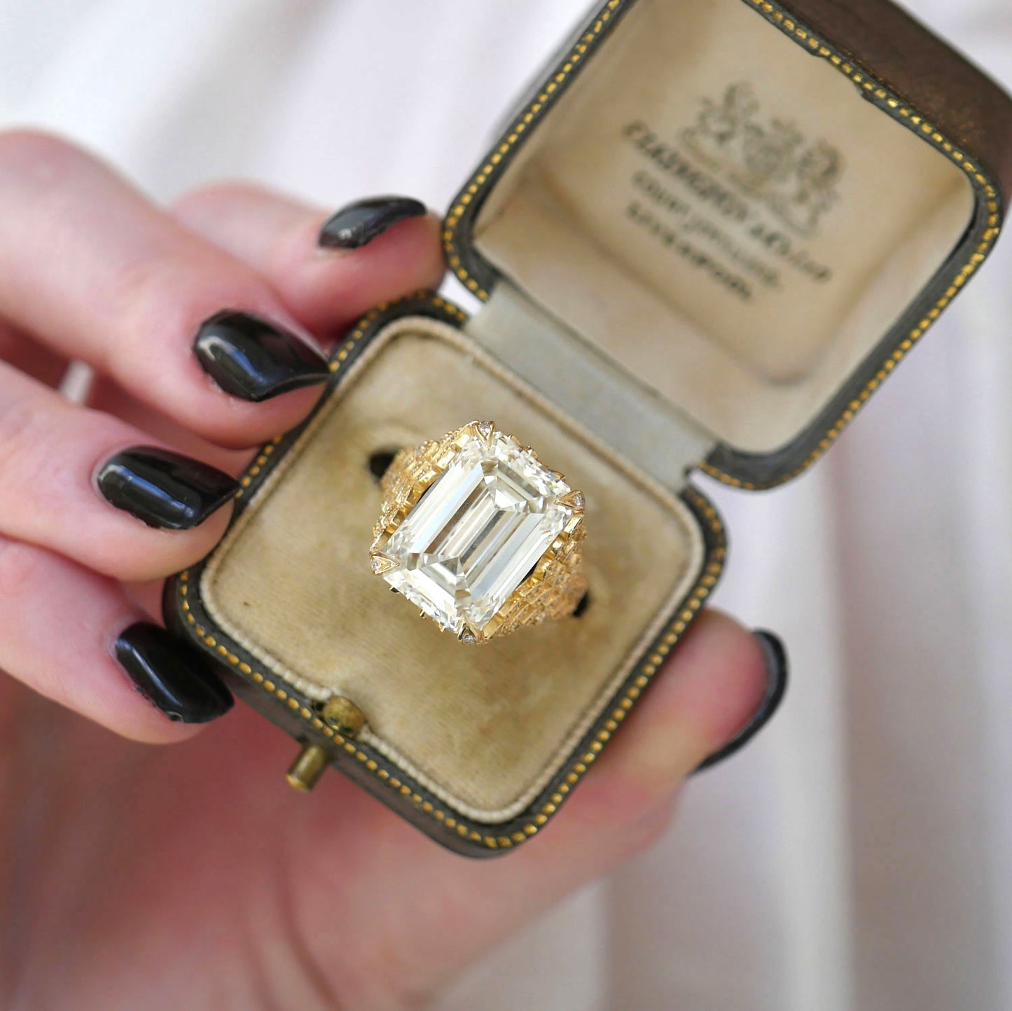 12.00 ctw Feather Emerald Cut Diamond Ring