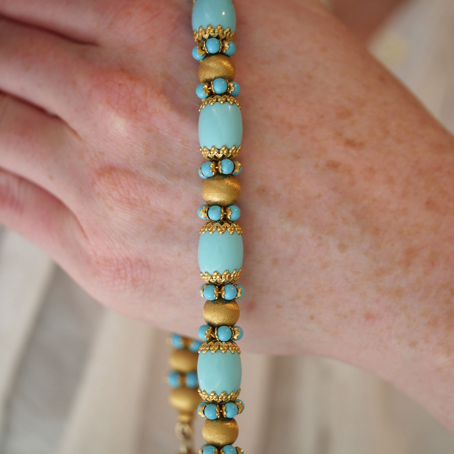 Gold and Turquoise Bead Necklace