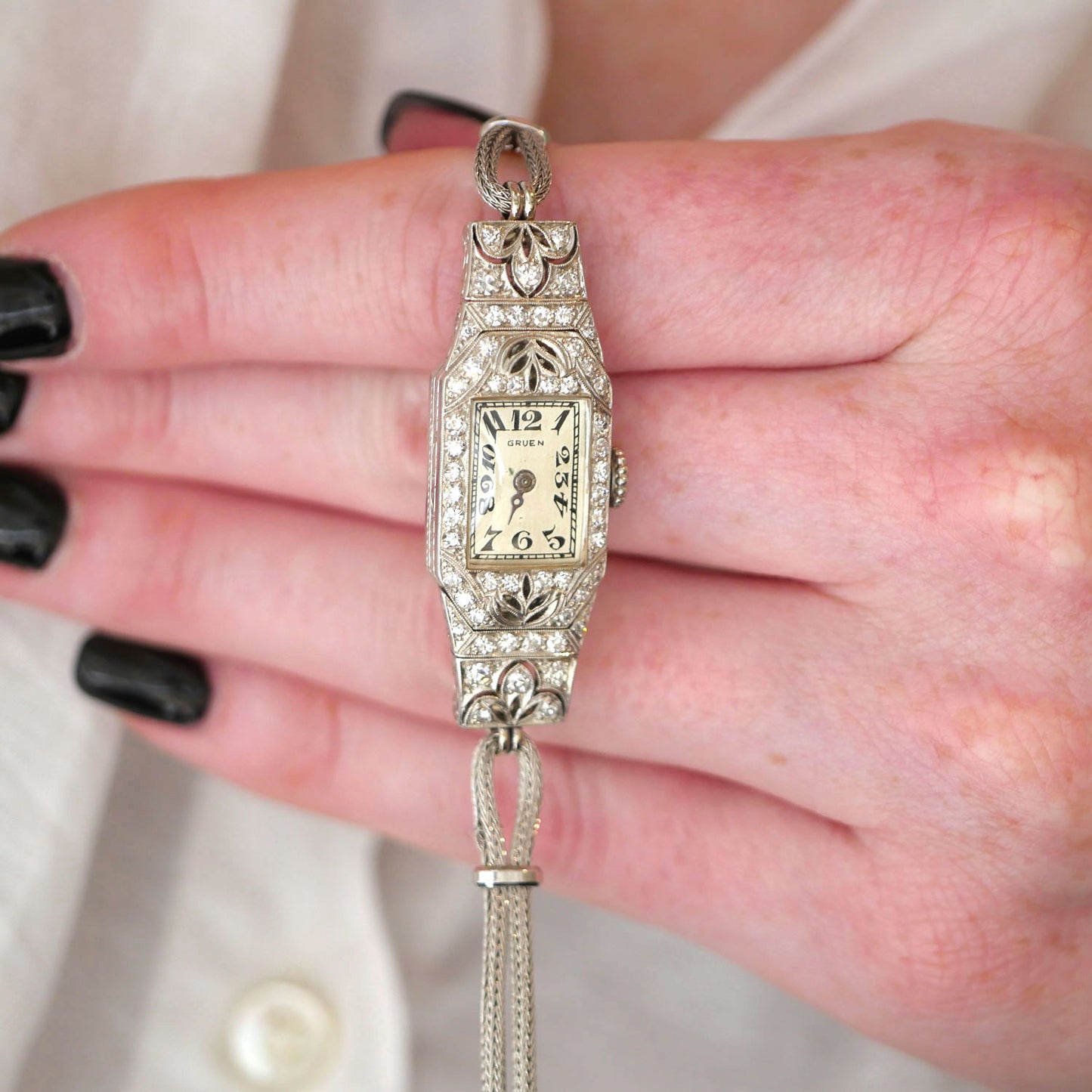 Antique Gruen Platinum 1.00 CTW Diamond Cocktail Watch