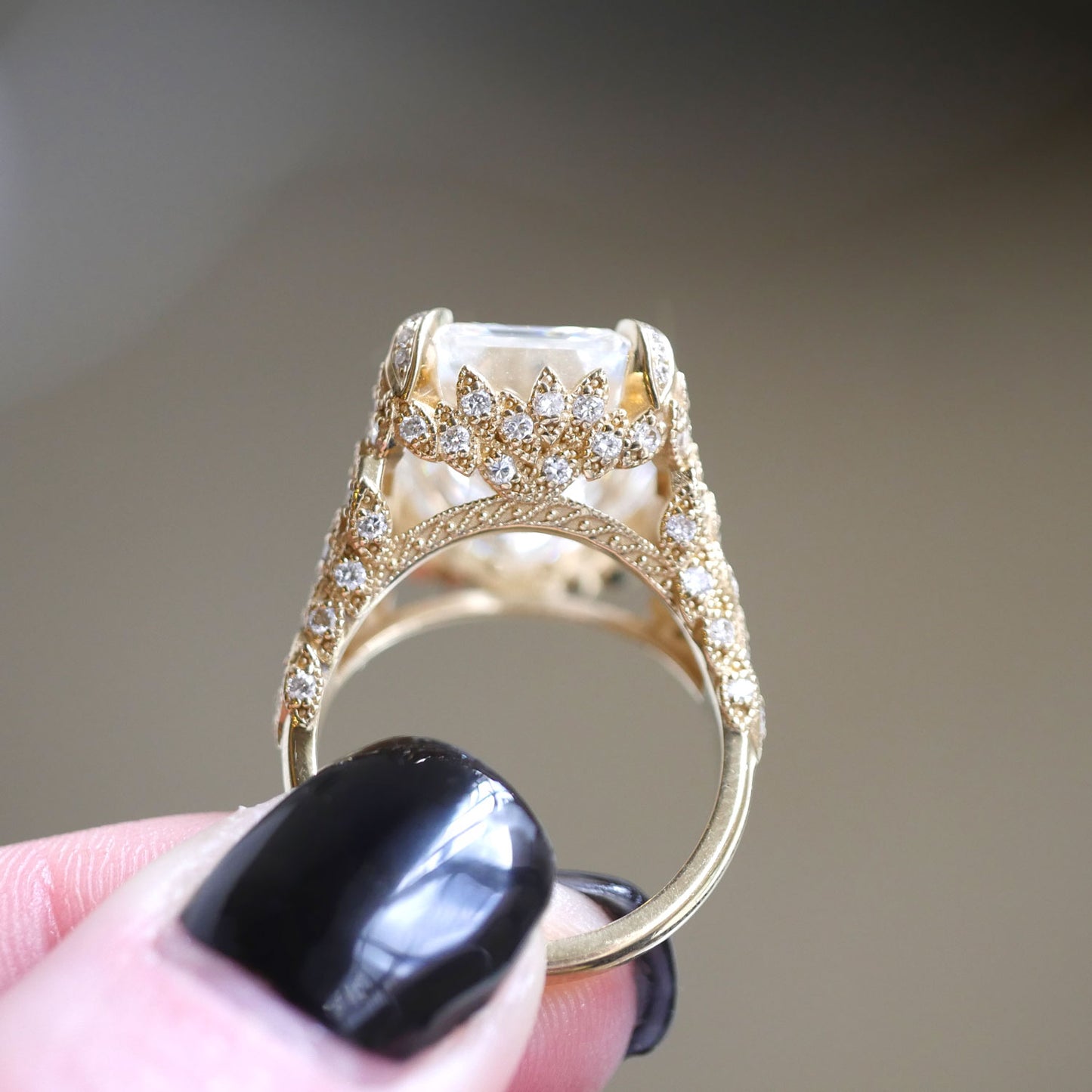 12.00 ctw Feather Emerald Cut Diamond Ring