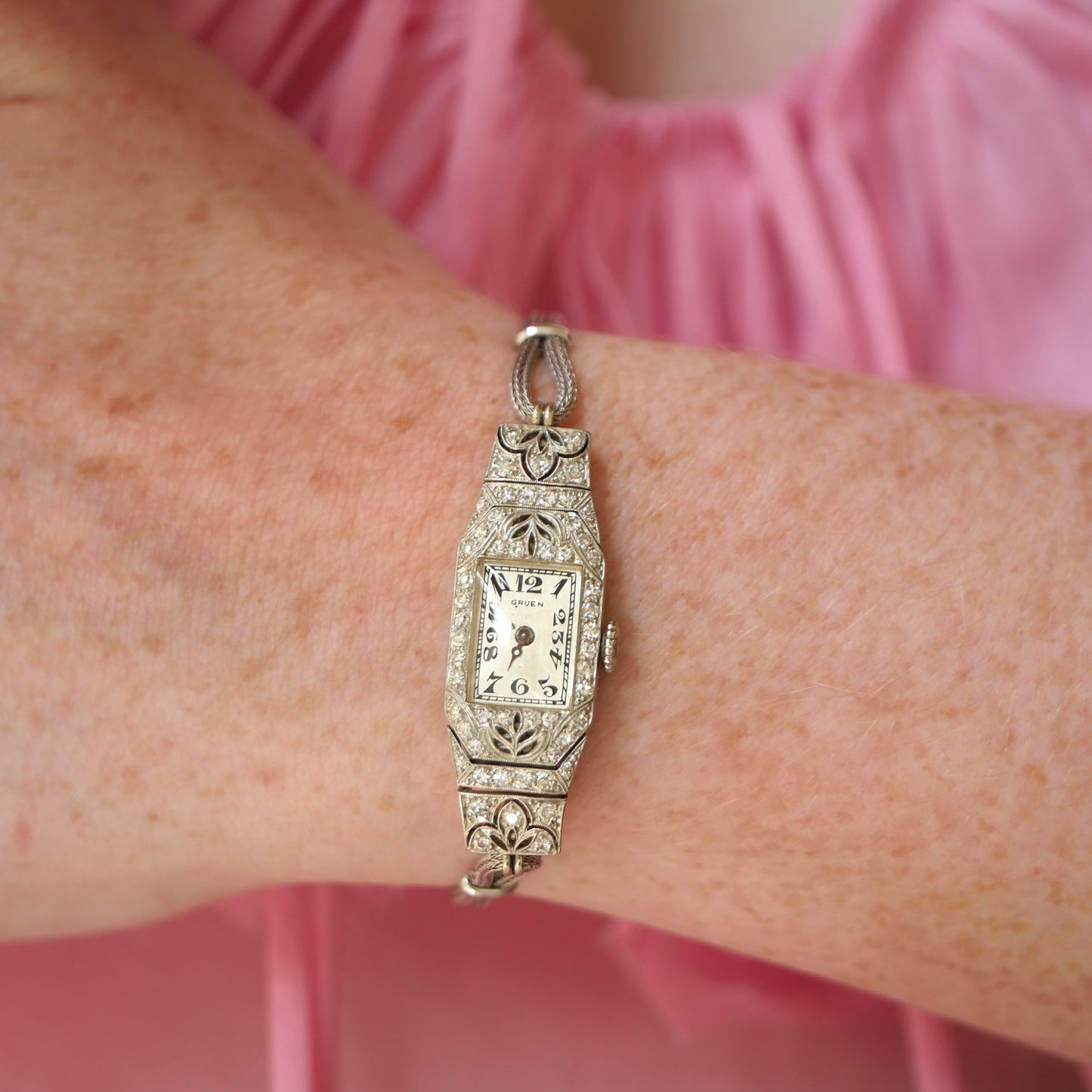 Antique Gruen Platinum 1.00 CTW Diamond Cocktail Watch