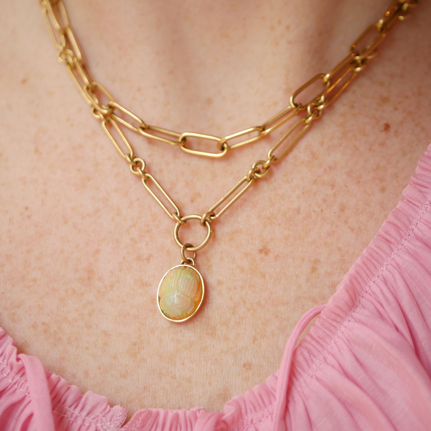 14K Gold Paperclip Link Necklace