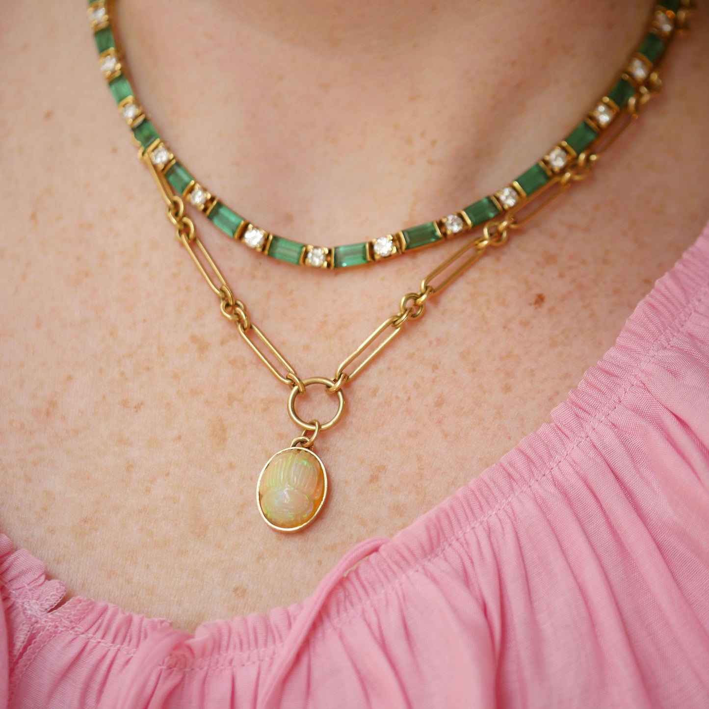 Opal Scarab Necklace