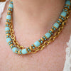 Gold and Turquoise Bead Necklace
