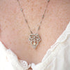 Antique Diamond Bow Pendant Necklace