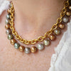 Vintage Gold, Ruby and Sapphire Link Necklace