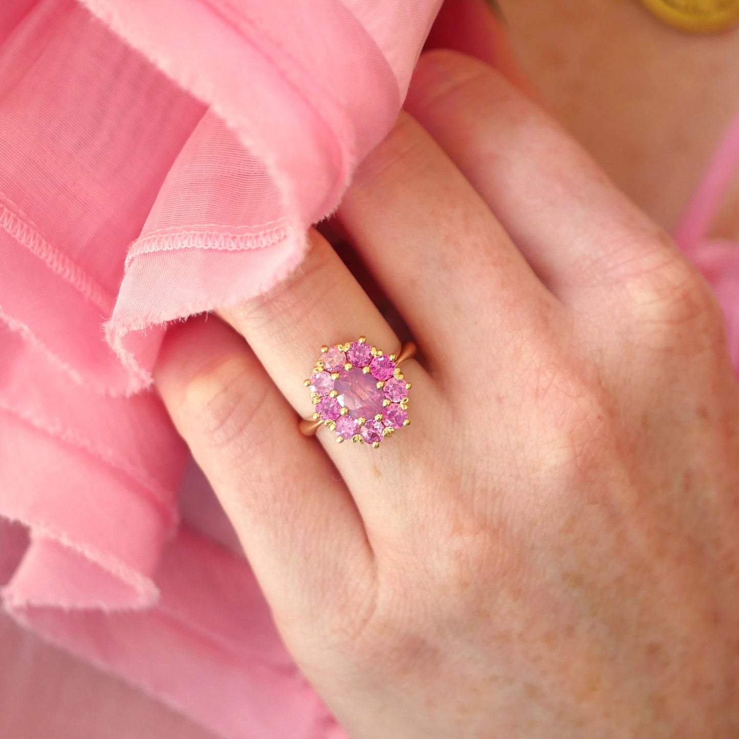 Opalescent Pink Cluster Ring