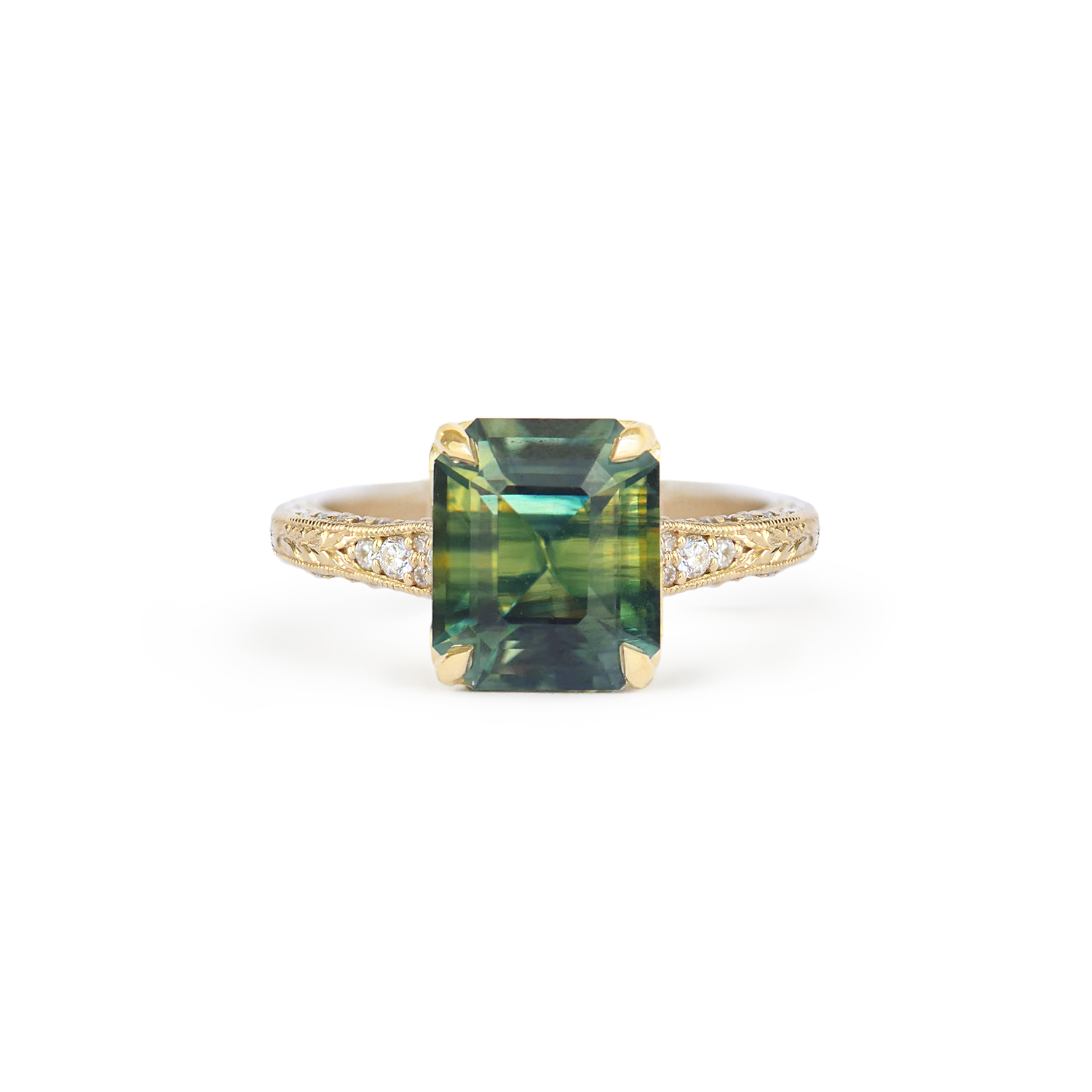 Bi-Color Sapphire Plumeria Diamond Ring