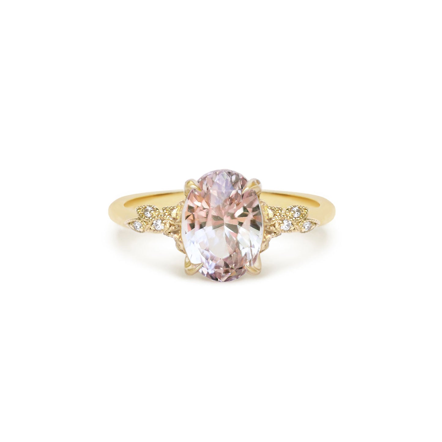 Peach/Pink Sapphire Wild Vine Diamond Ring