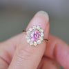 Pink Sapphire & Old Euro Diamond Cluster Ring