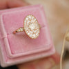 Rose Gold Oval Shape Marquise and Round Brilliant Cut Diamond Mosaic Ring
