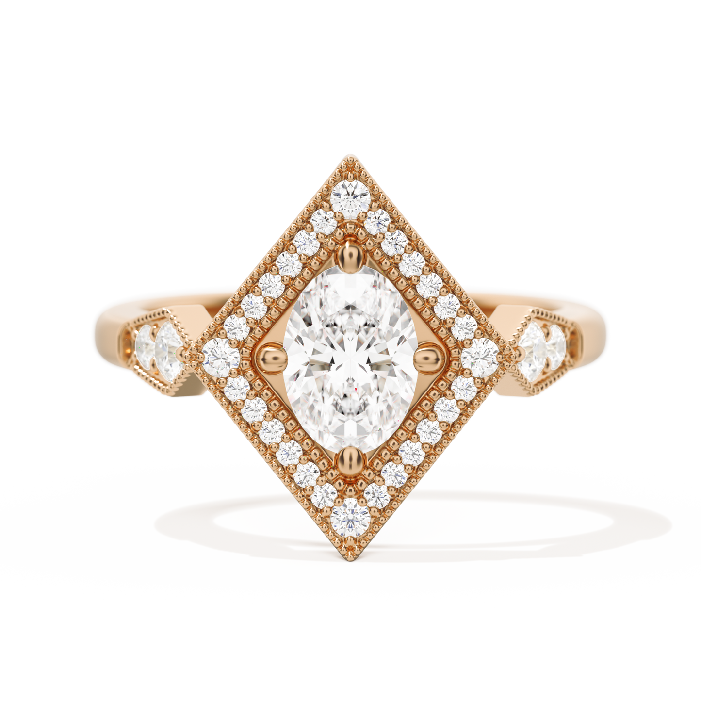 Diamond Shape Halo Oval
