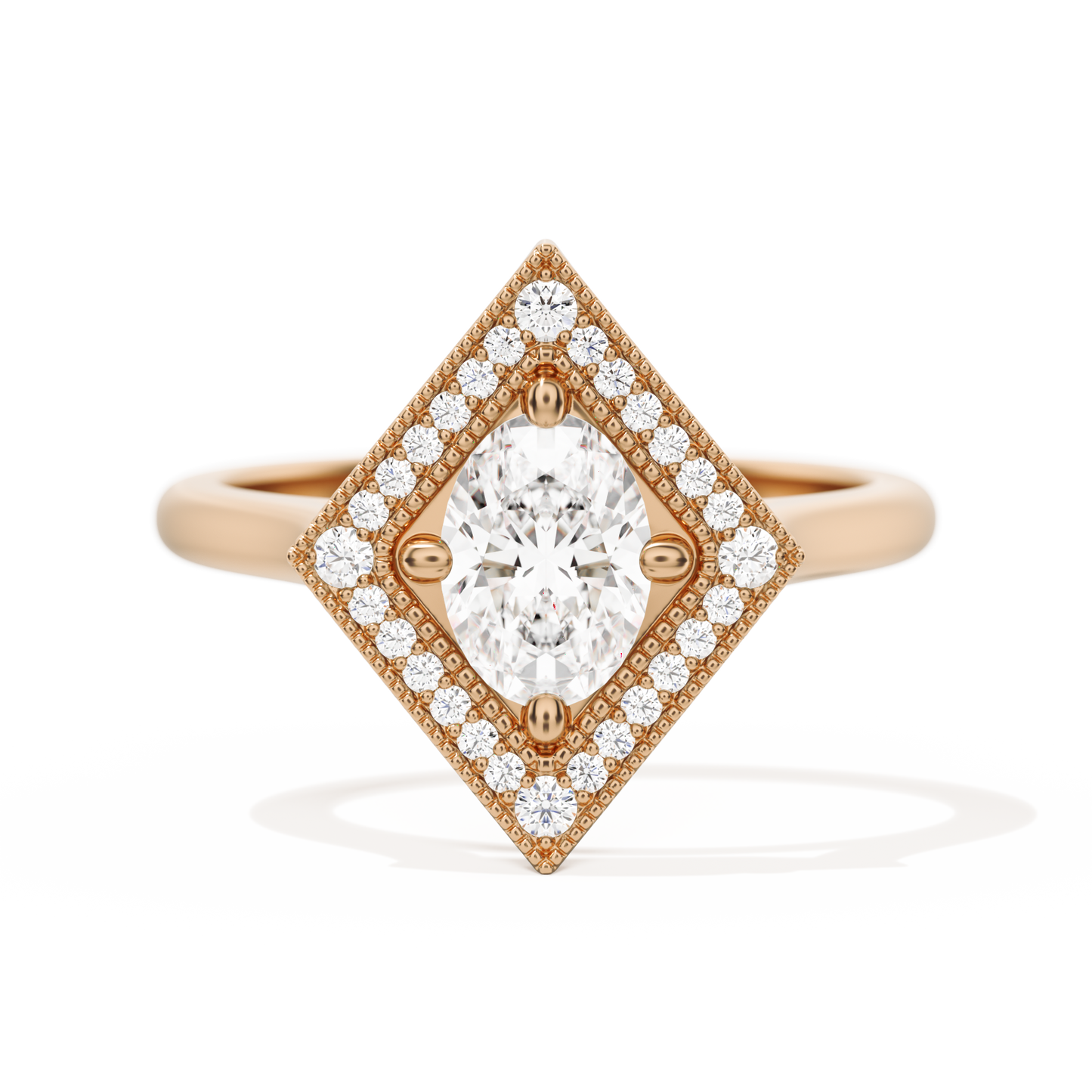 Diamond Shape Halo Oval