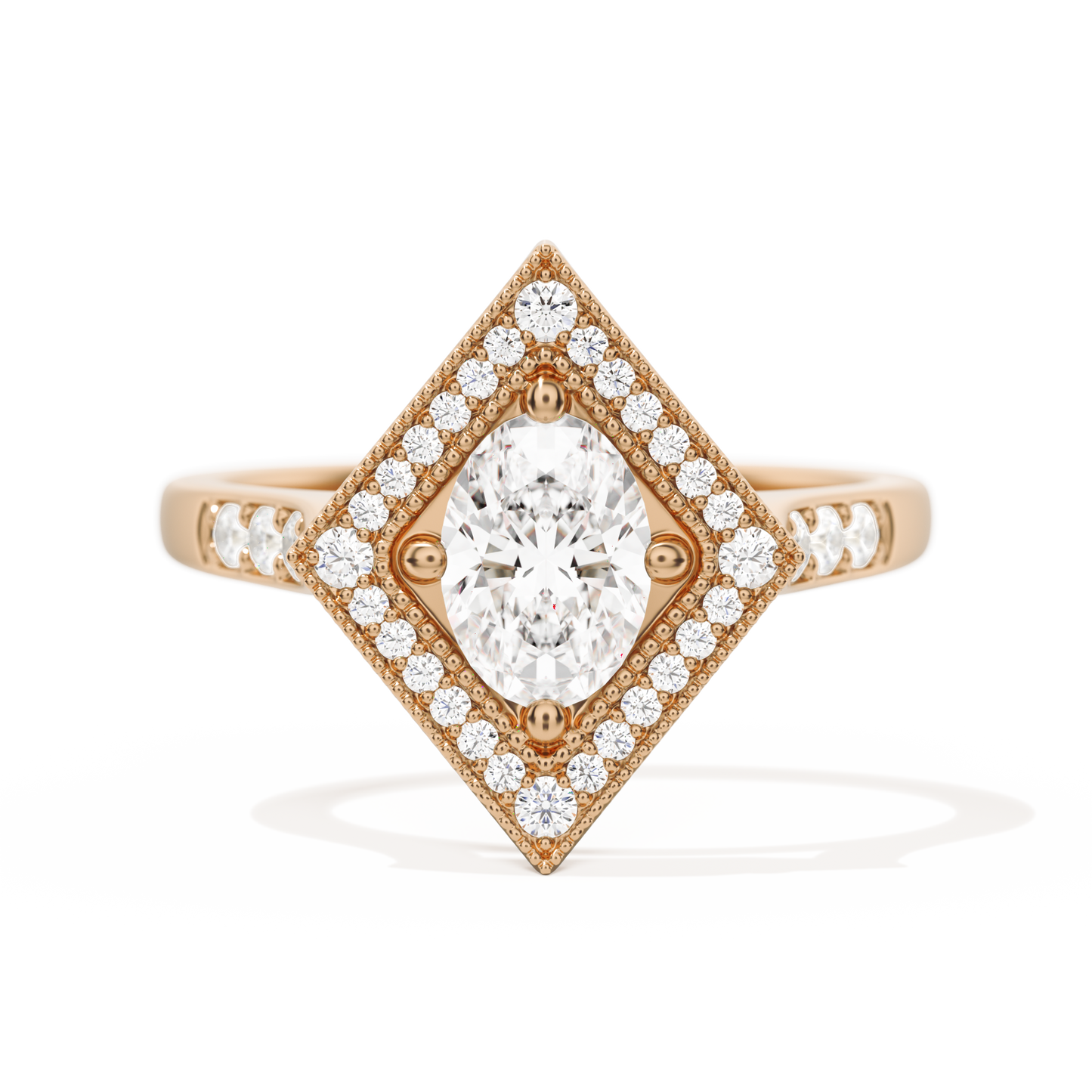 Diamond Shape Halo Oval