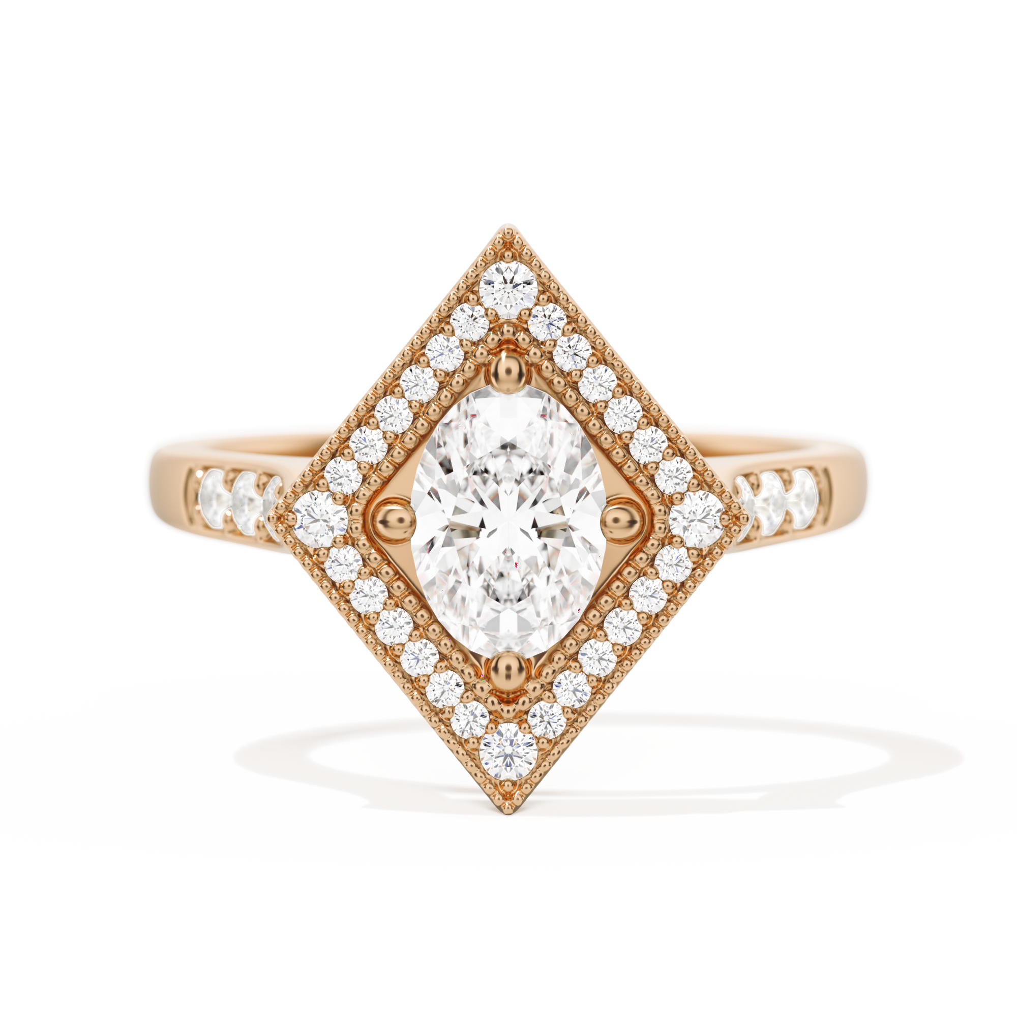 Diamond Shape Halo Oval