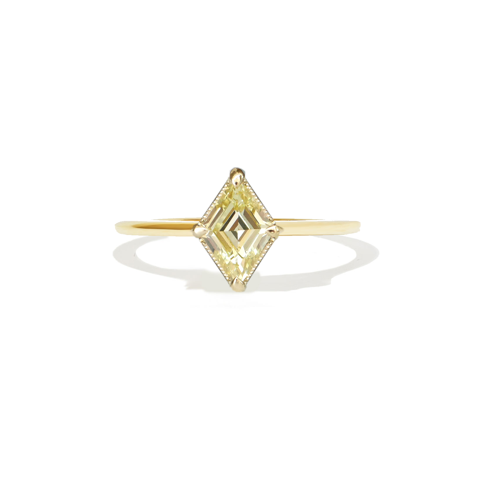 Yellow Diamond Lozenge Solitaire Ring